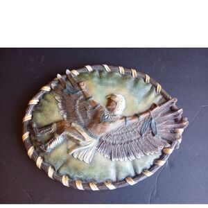 Tribal Native American Oval Chalkware Wall Art Hanging 10x8 Southwestern Western